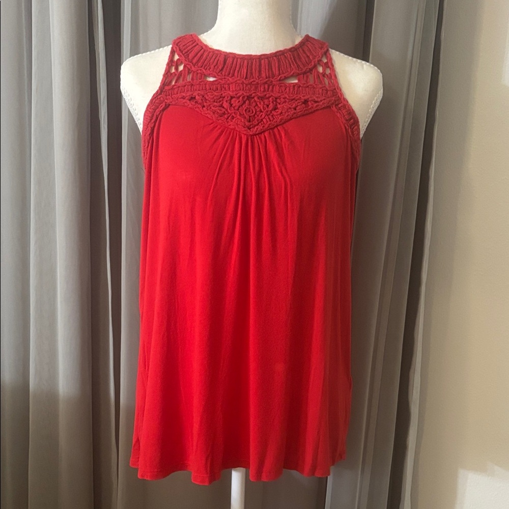 Maurices Red Sleeveless Crochet Blouse, size M - Picture 1 of 5